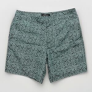 Marc Anthony Swim Shorts Mens 32 Green & Navy Floral Slim-Fit Trunks Pool Preppy